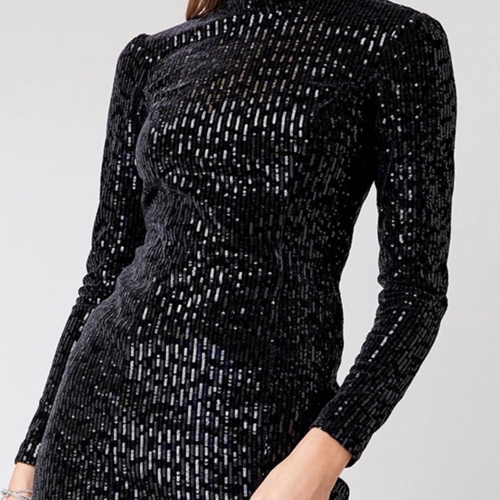 Ellie Mock Neck Sequin Mini Dress